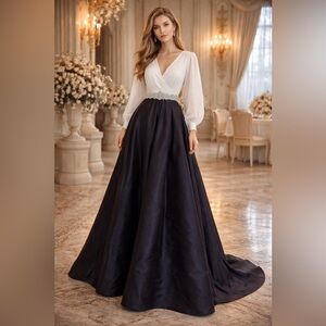 Elegant Black and White Evening Gown
